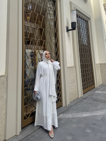 SHİNY ABAYA BEYAZ
