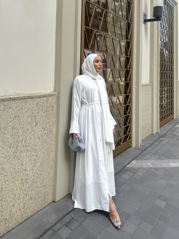 SHİNY ABAYA BEYAZ