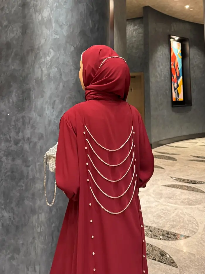 Suez Abaya Takım Bordo